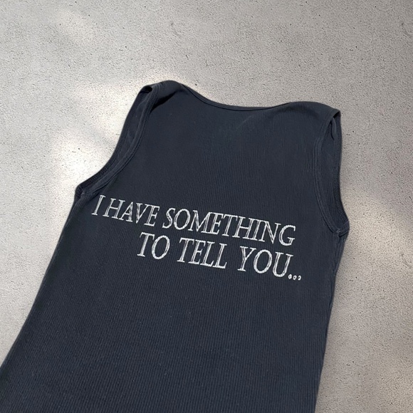 Rare Dom Rebel “I Have Something To Tell You” Chick Black Ribbed Tank Top - Picture 2 of 7